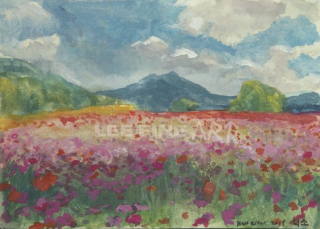 water color painting of flowers and clouds korea